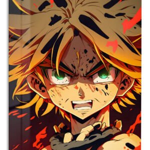 Blazing Green-Eyed Warrior metal wall art print