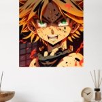 Blazing Green-Eyed Warrior metal wall art print, view 4