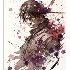 Crimson Ink Warrior metal wall art print