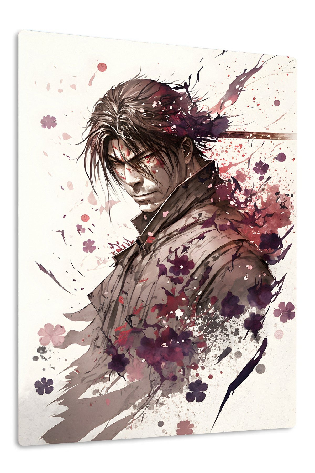 Crimson Ink Warrior metal wall art print
