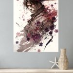 Crimson Ink Warrior metal wall art print, view 4