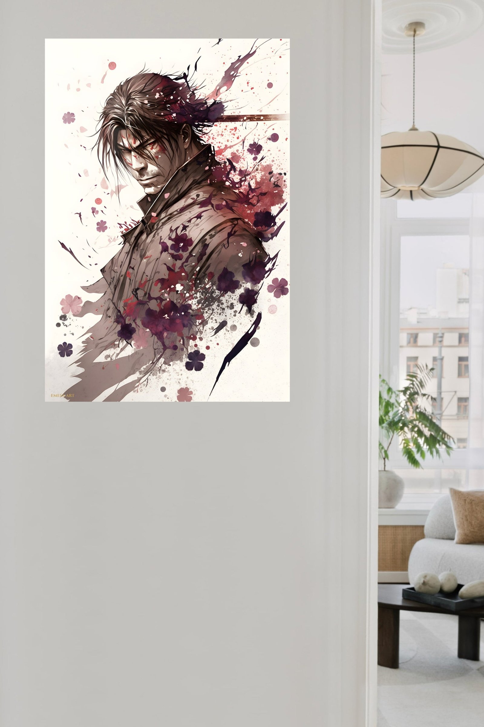 Crimson Ink Warrior metal wall art print, view 5