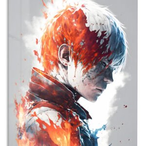 Fire and Ice Warrior Profile metal wall art print