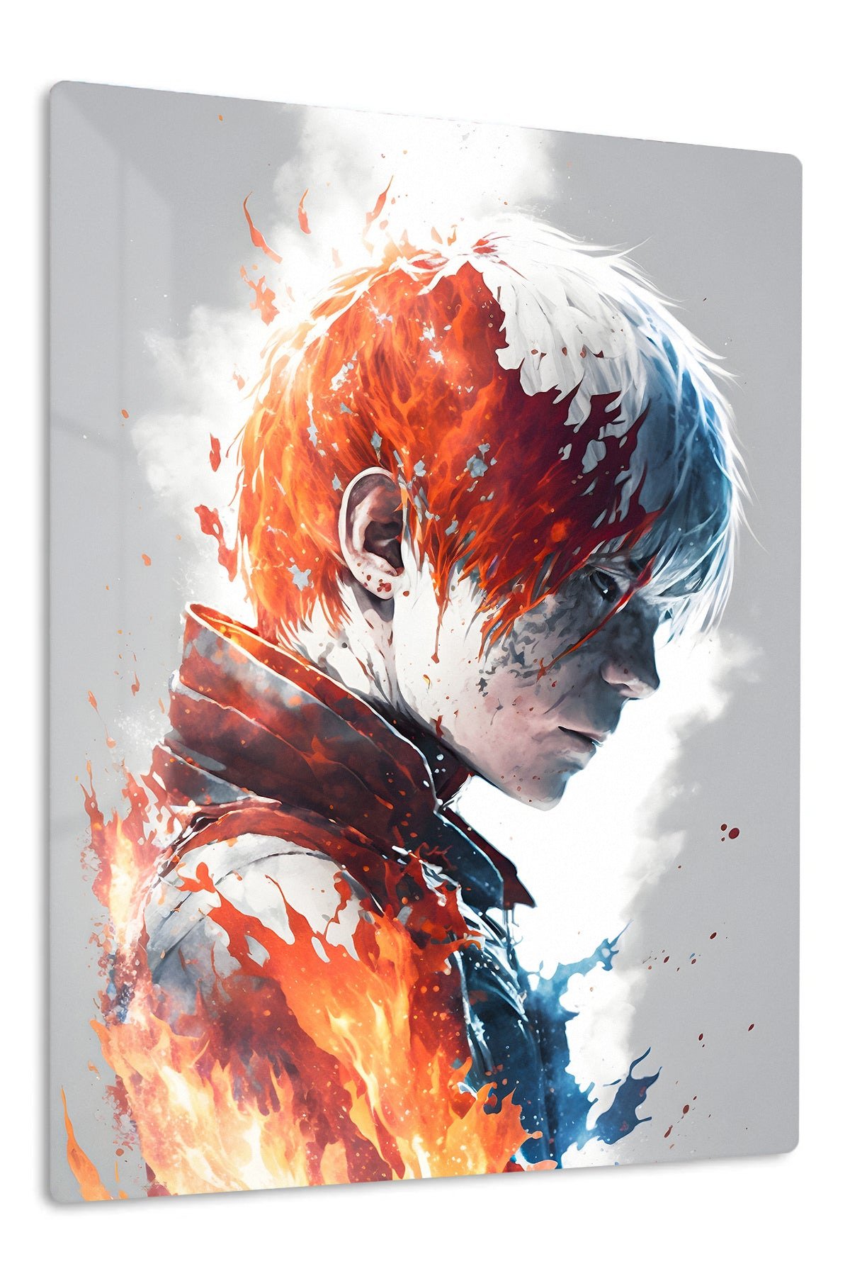 Fire and Ice Warrior Profile metal wall art print