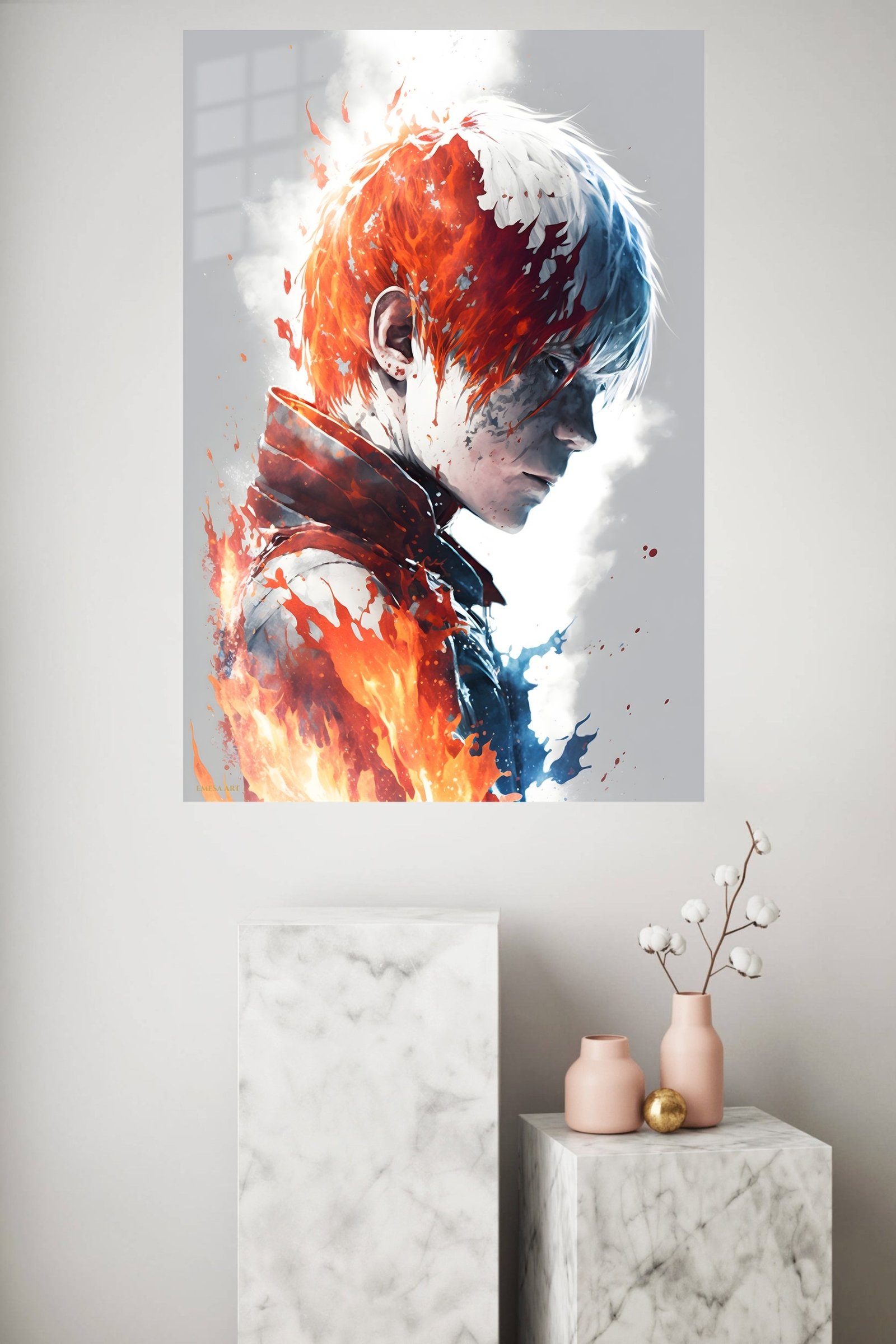 Fire and Ice Warrior Profile metal wall art print, view 4