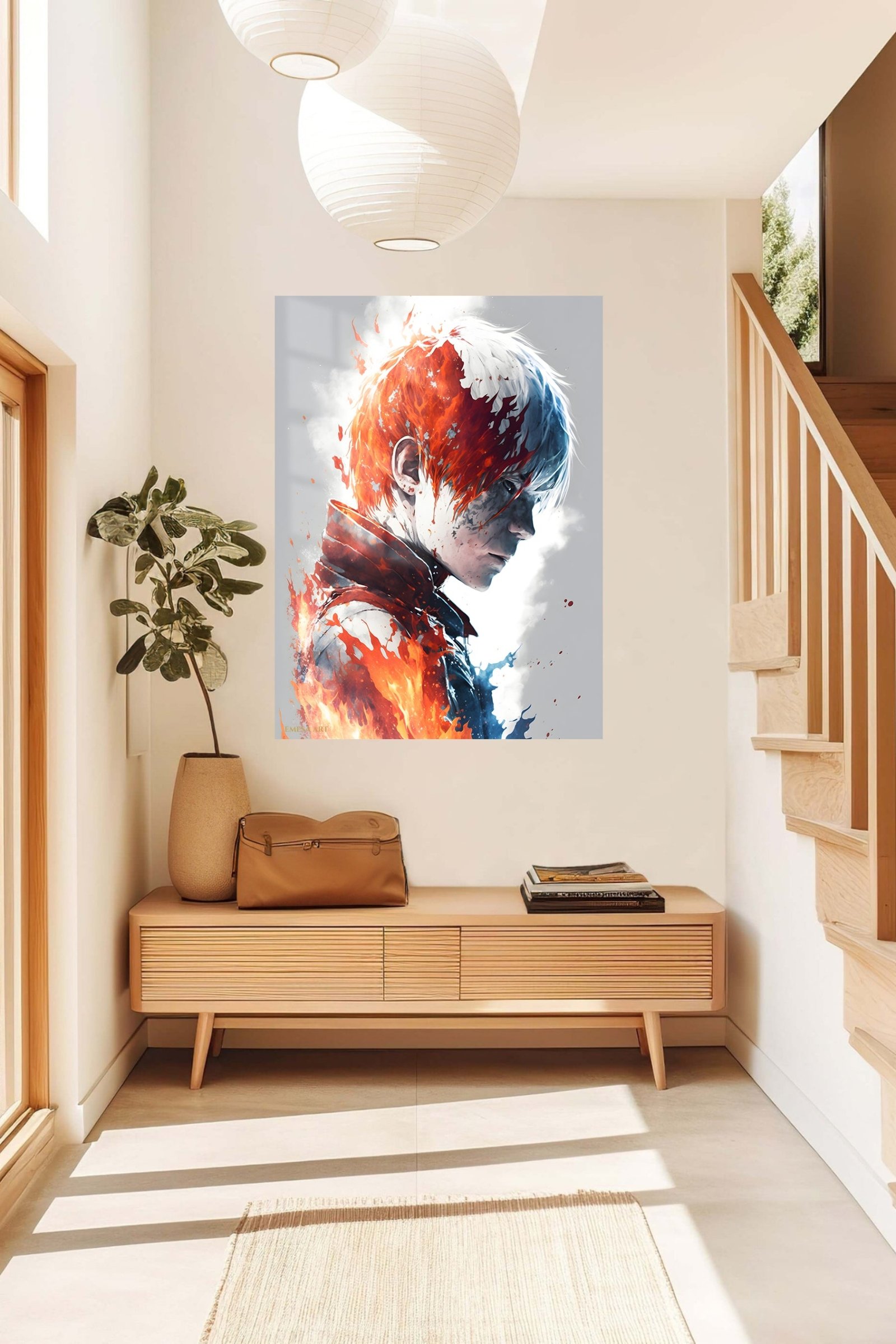 Fire and Ice Warrior Profile metal wall art print, view 5