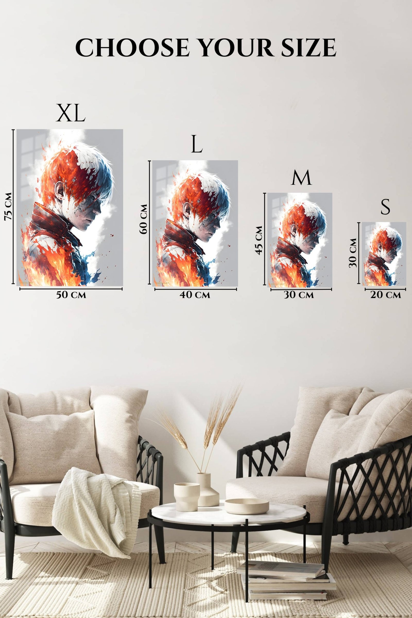 Fire and Ice Warrior Profile metal wall art print, view 6