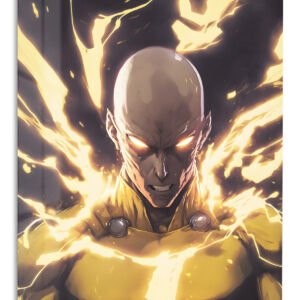 Golden Lightning Warrior metal wall art print