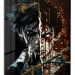 Split Shadow Warrior Portrait metal wall art print