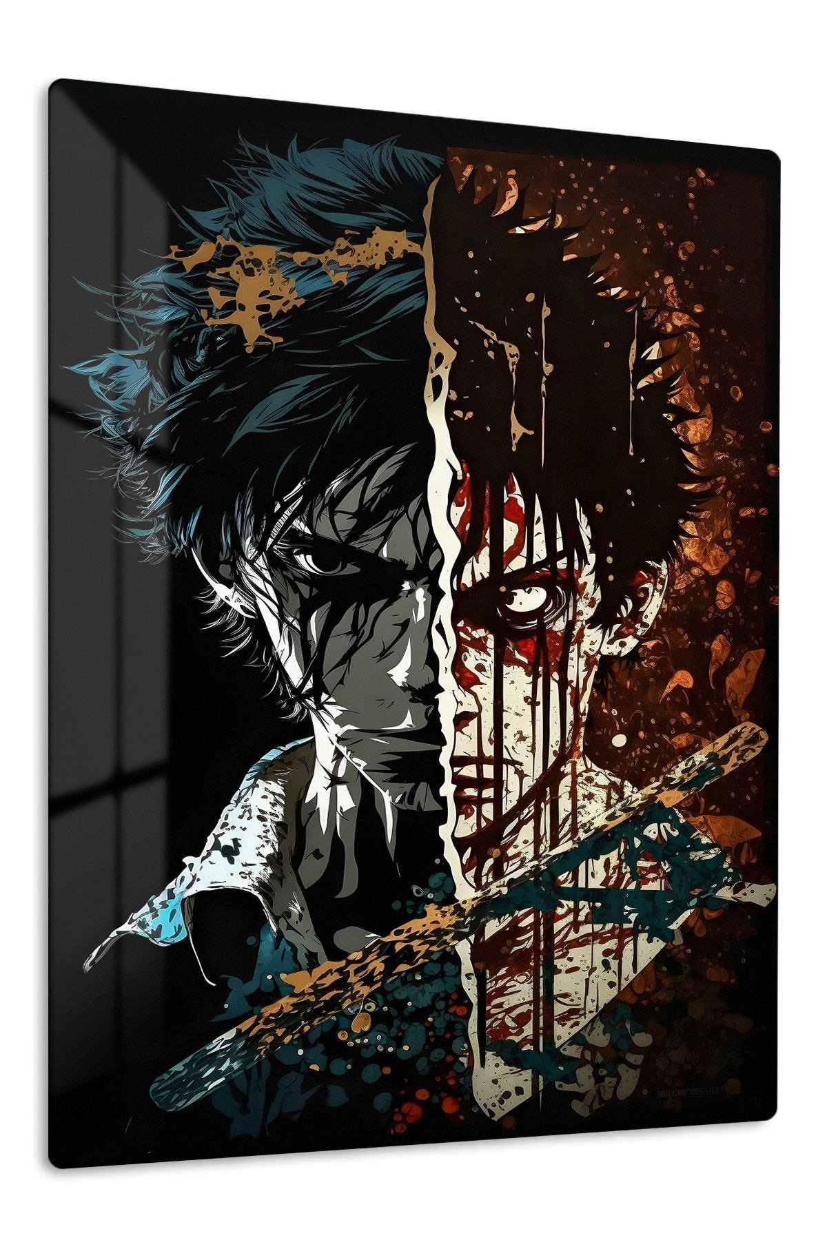 Split Shadow Warrior Portrait metal wall art print