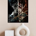 Split Shadow Warrior Portrait metal wall art print, view 4