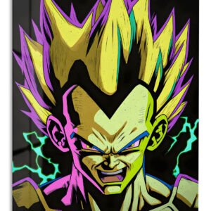 Neon Lightning Warrior metal wall art print