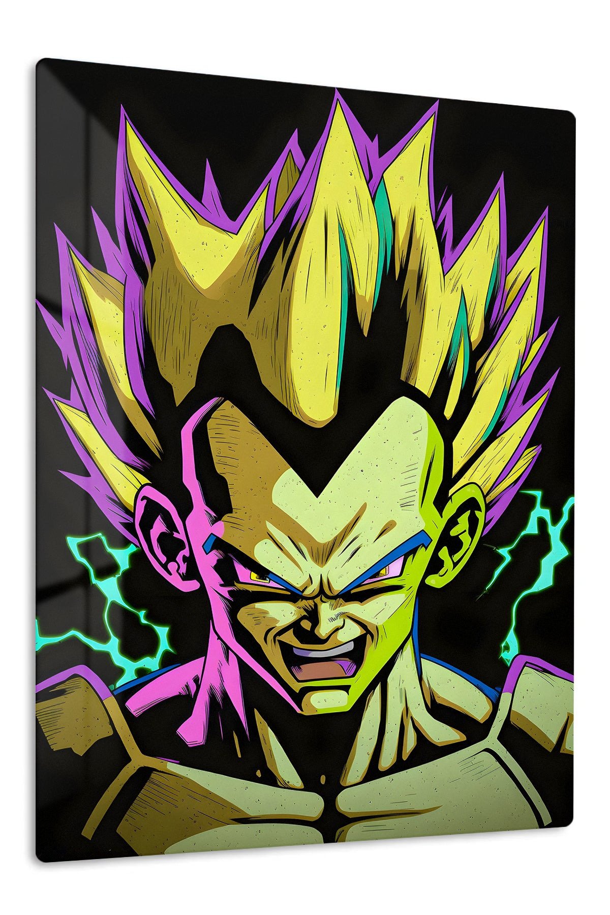 Neon Lightning Warrior metal wall art print