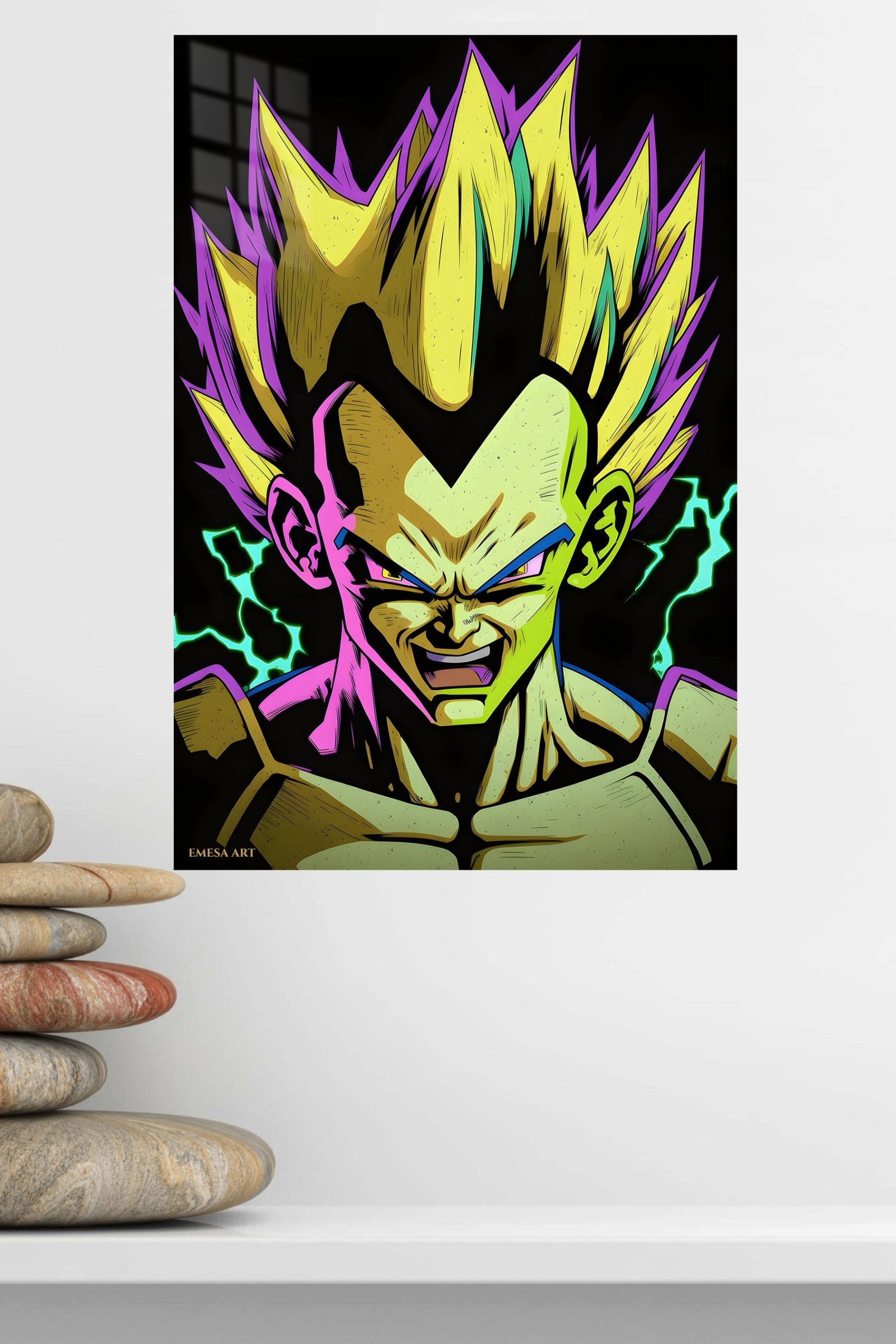 Neon Lightning Warrior metal wall art print, view 4