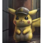 Yellow Mouse in an Emblem Cap metal wall art print