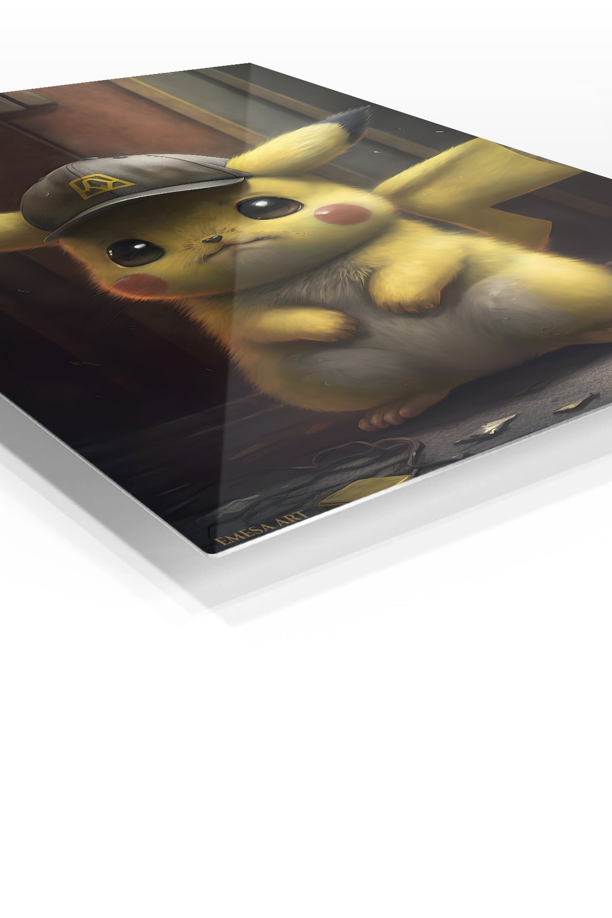 Yellow Mouse in an Emblem Cap metal wall art print, view 2