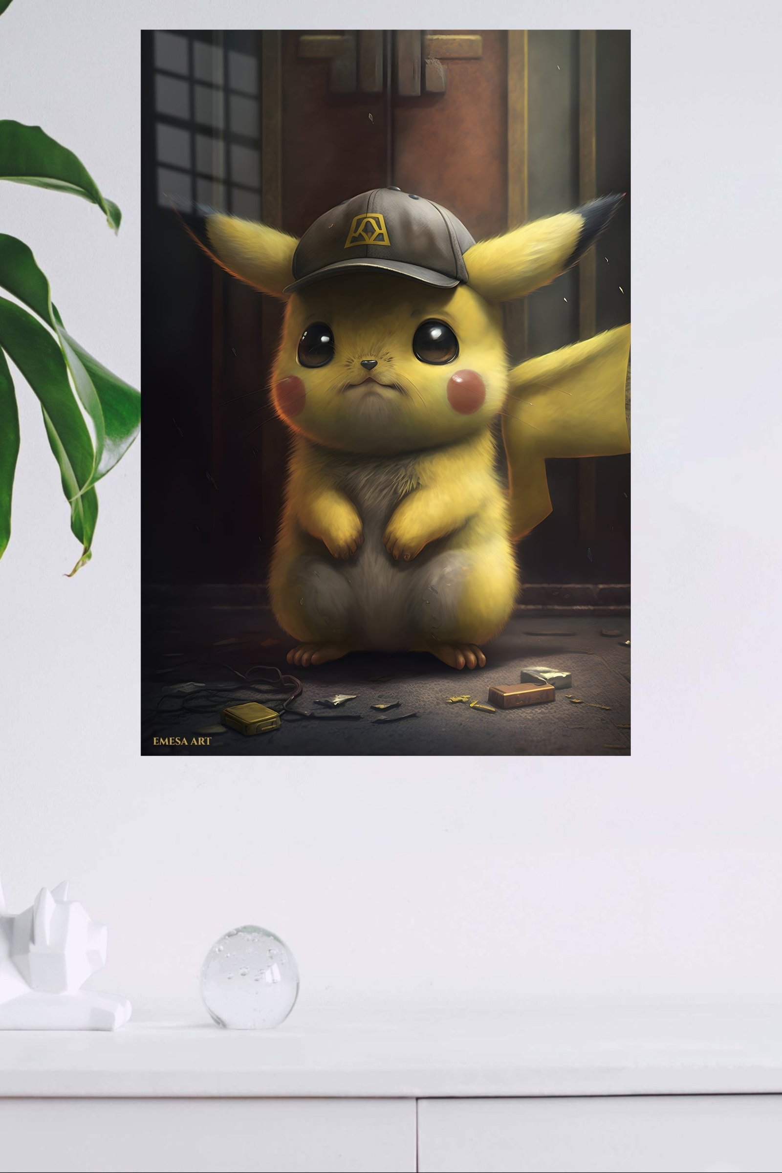 Yellow Mouse in an Emblem Cap metal wall art print, view 4
