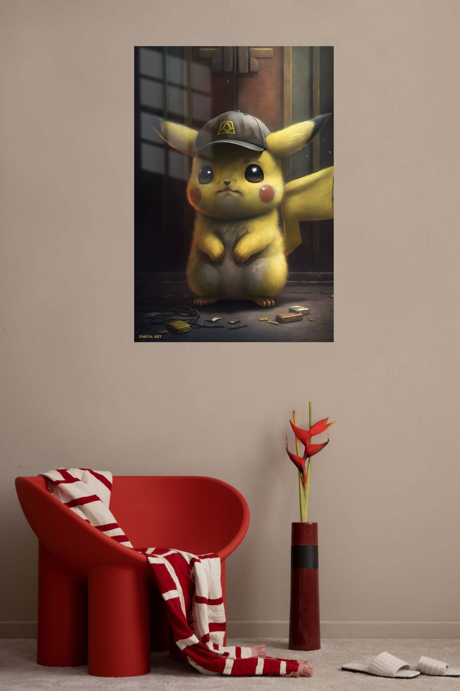 Yellow Mouse in an Emblem Cap metal wall art print, view 5