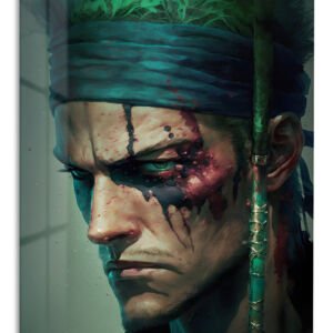 Bloodied Green Headband Warrior metal wall art print