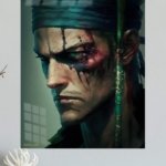 Bloodied Green Headband Warrior metal wall art print, view 4