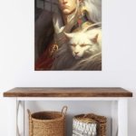 White-Haired Elf Warrior and Snow Lion metal wall art print, view 5