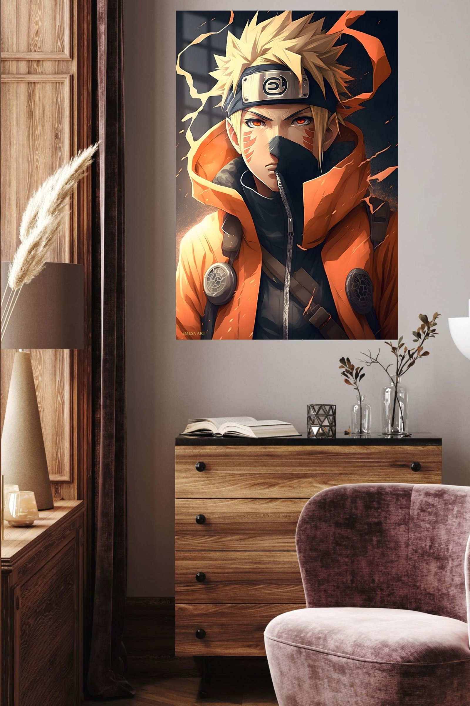 Ember-Eyed Ninja Warrior metal wall art print, view 5