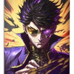 Violet-Eyed Shadow Warrior metal wall art print