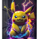 Neon Electric Mouse metal wall art print