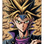 Golden-Haired Fantasy Warrior Portrait metal wall art print