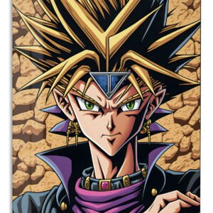 Golden-Haired Fantasy Warrior Portrait metal wall art print