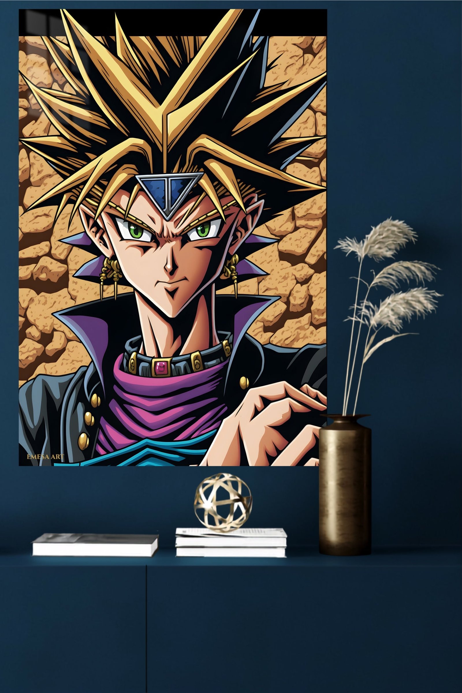 Golden-Haired Fantasy Warrior Portrait metal wall art print, view 4