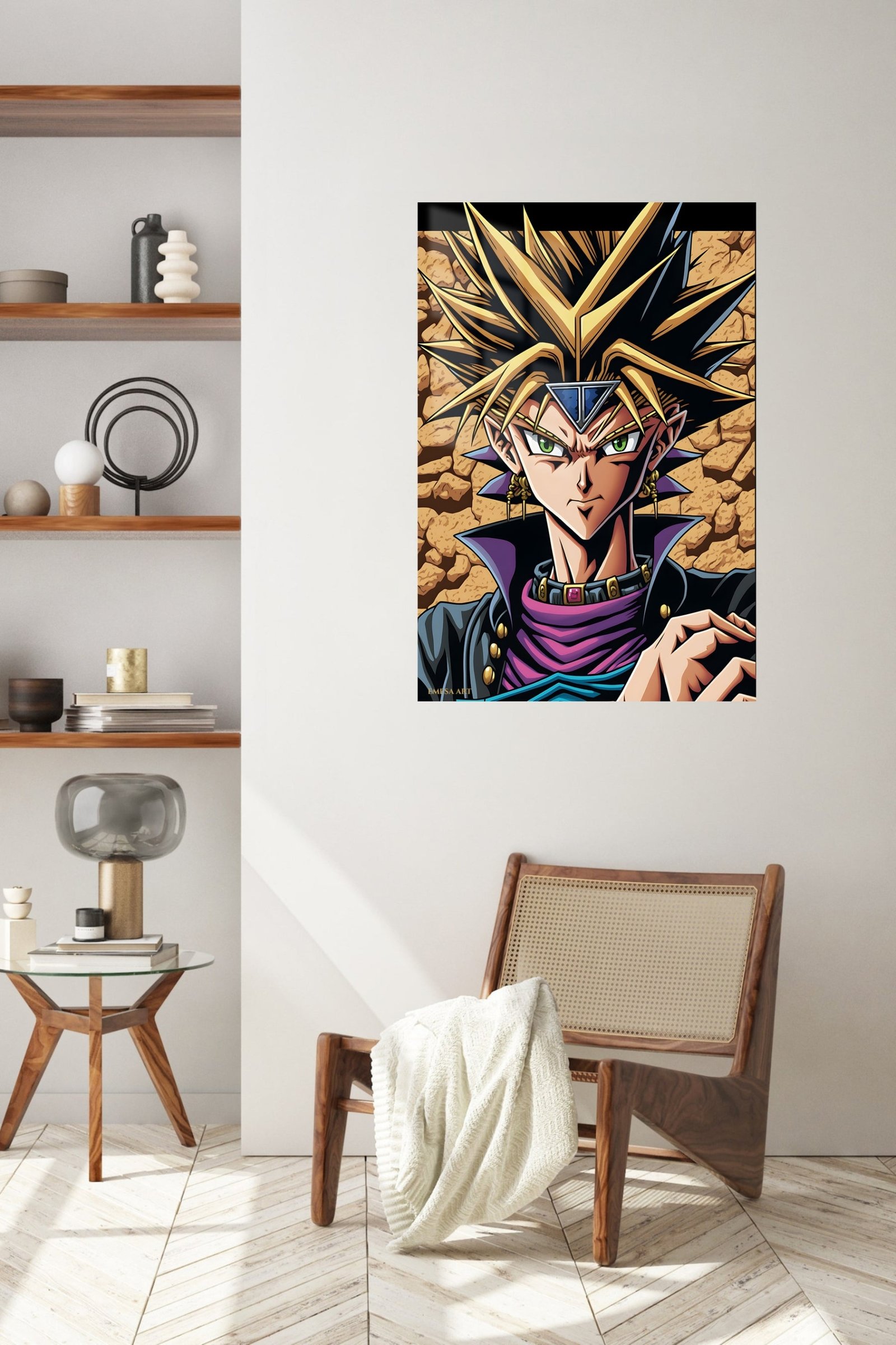 Golden-Haired Fantasy Warrior Portrait metal wall art print, view 5