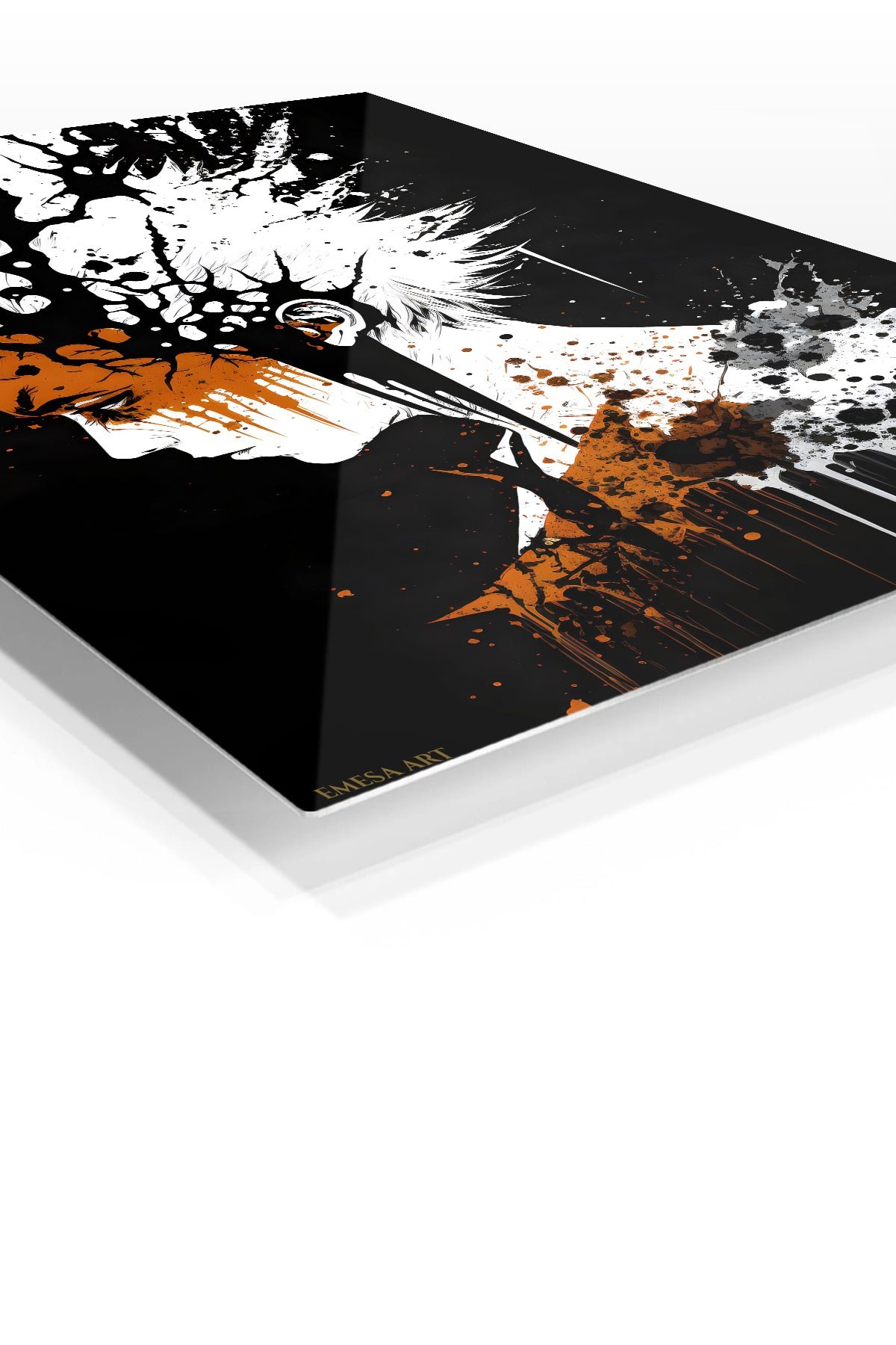 White-Haired Warrior Ink Burst metal wall art print, view 2
