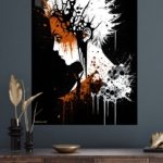 White-Haired Warrior Ink Burst metal wall art print, view 4