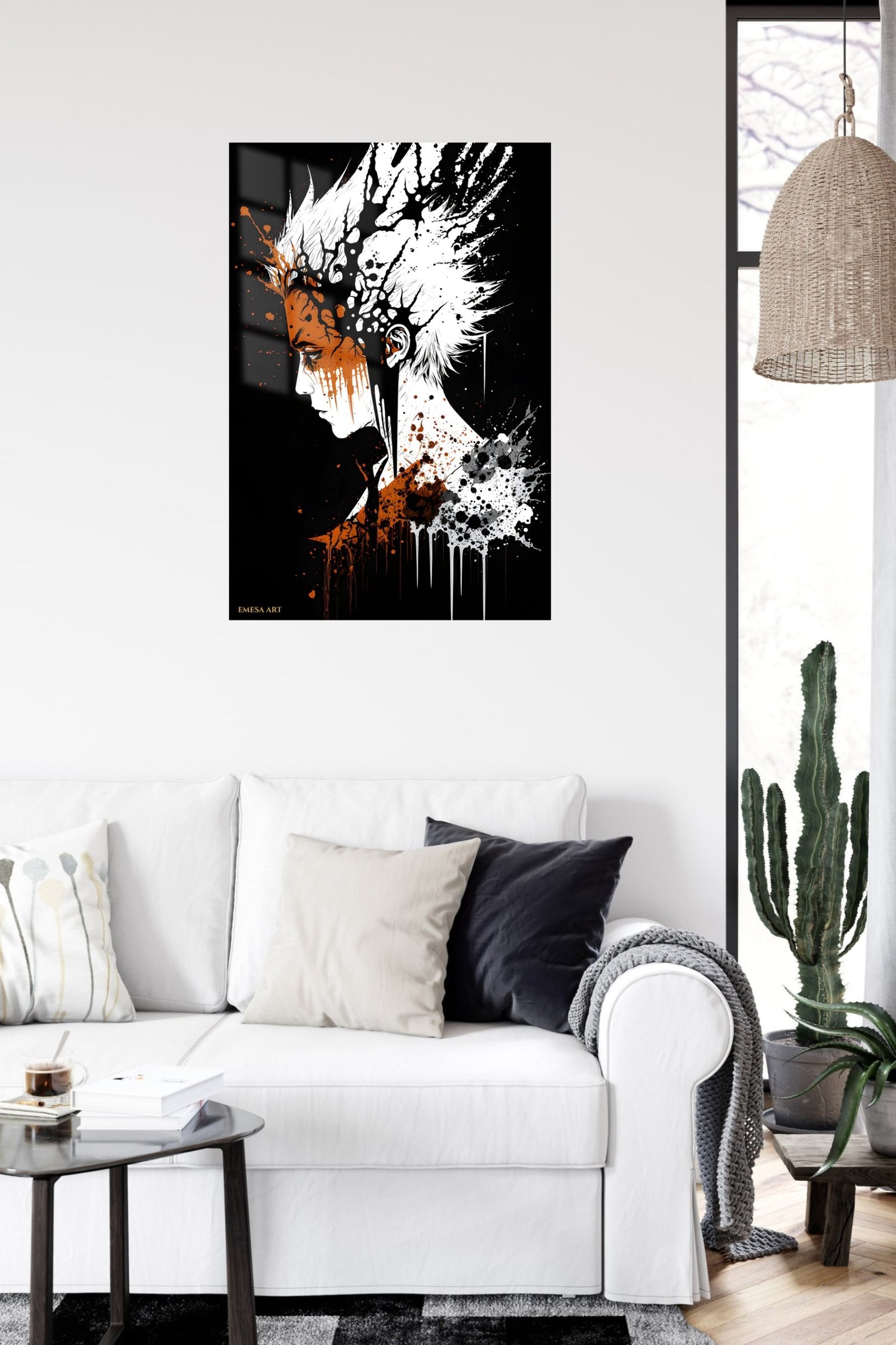 White-Haired Warrior Ink Burst metal wall art print, view 5