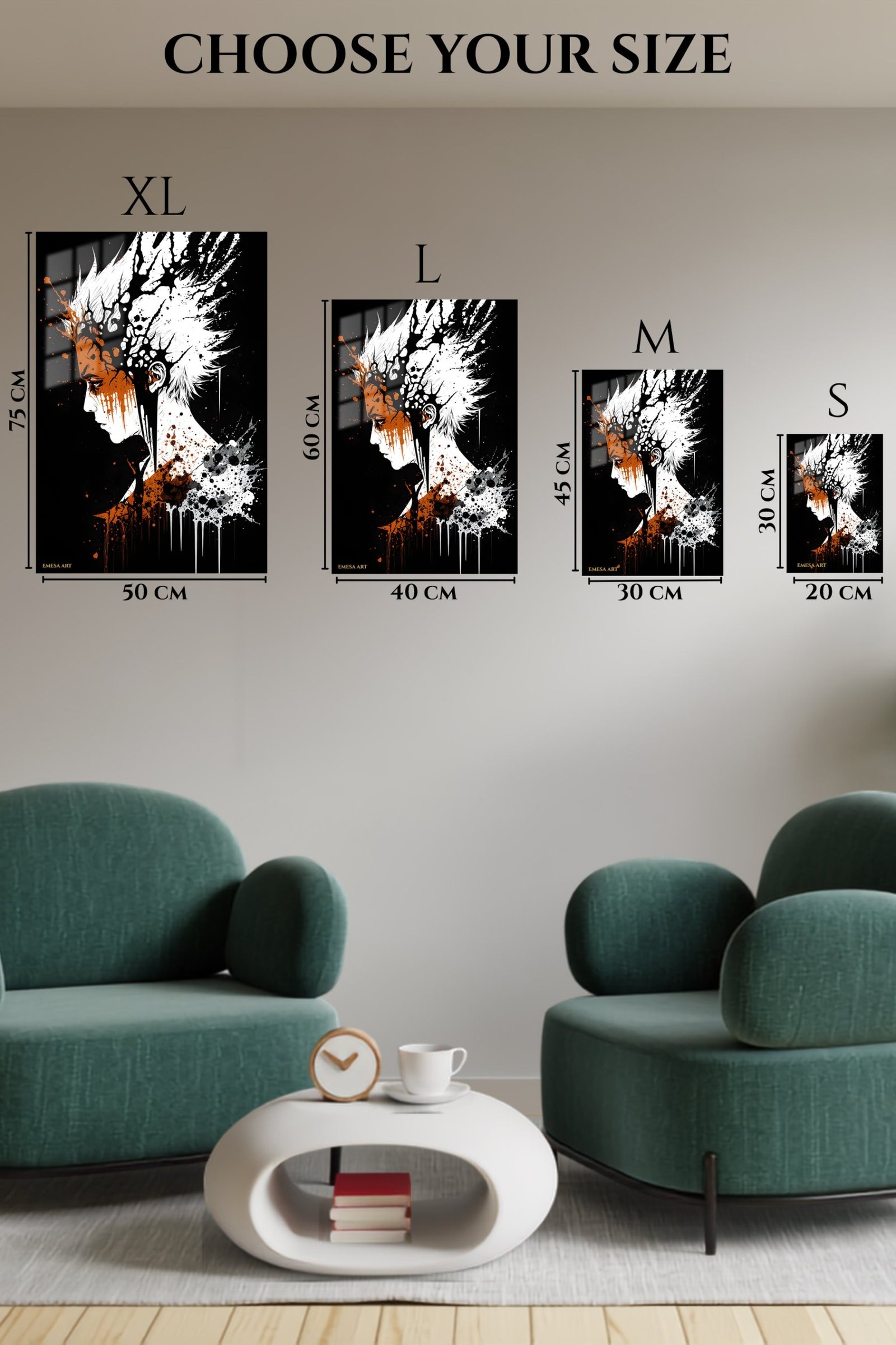 White-Haired Warrior Ink Burst metal wall art print, view 6