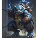 Stormbound Blue Armored Beast metal wall art print