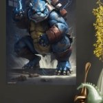 Stormbound Blue Armored Beast metal wall art print, view 4