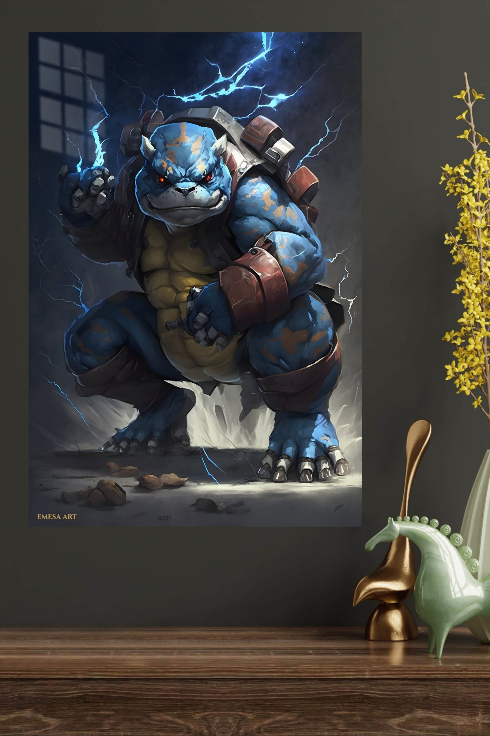 Stormbound Blue Armored Beast metal wall art print, view 4