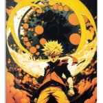 Golden Vortex Warrior metal wall art print