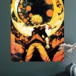 Golden Vortex Warrior metal wall art print, view 4