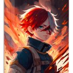 Flamebound Dual-Haired Warrior metal wall art print