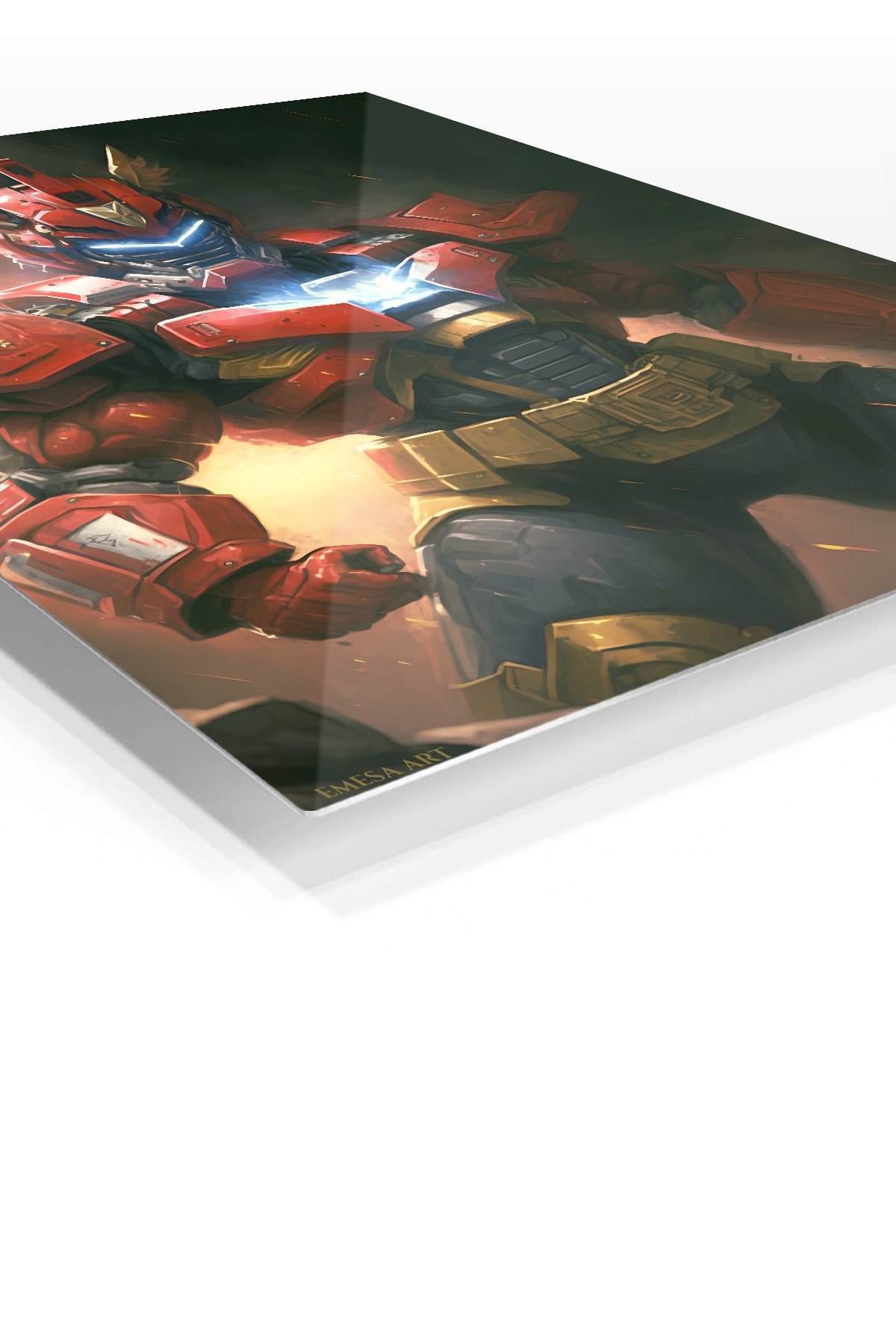 Crimson Winged Mech Warrior metal wall art print, view 2