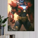 Crimson Winged Mech Warrior metal wall art print, view 4