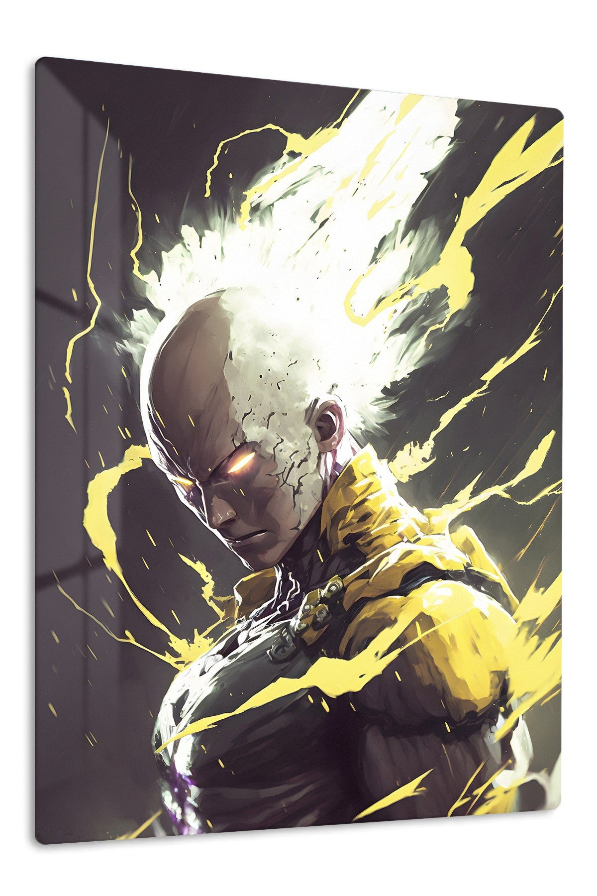 Golden Energy Armored Fighter metal wall art print