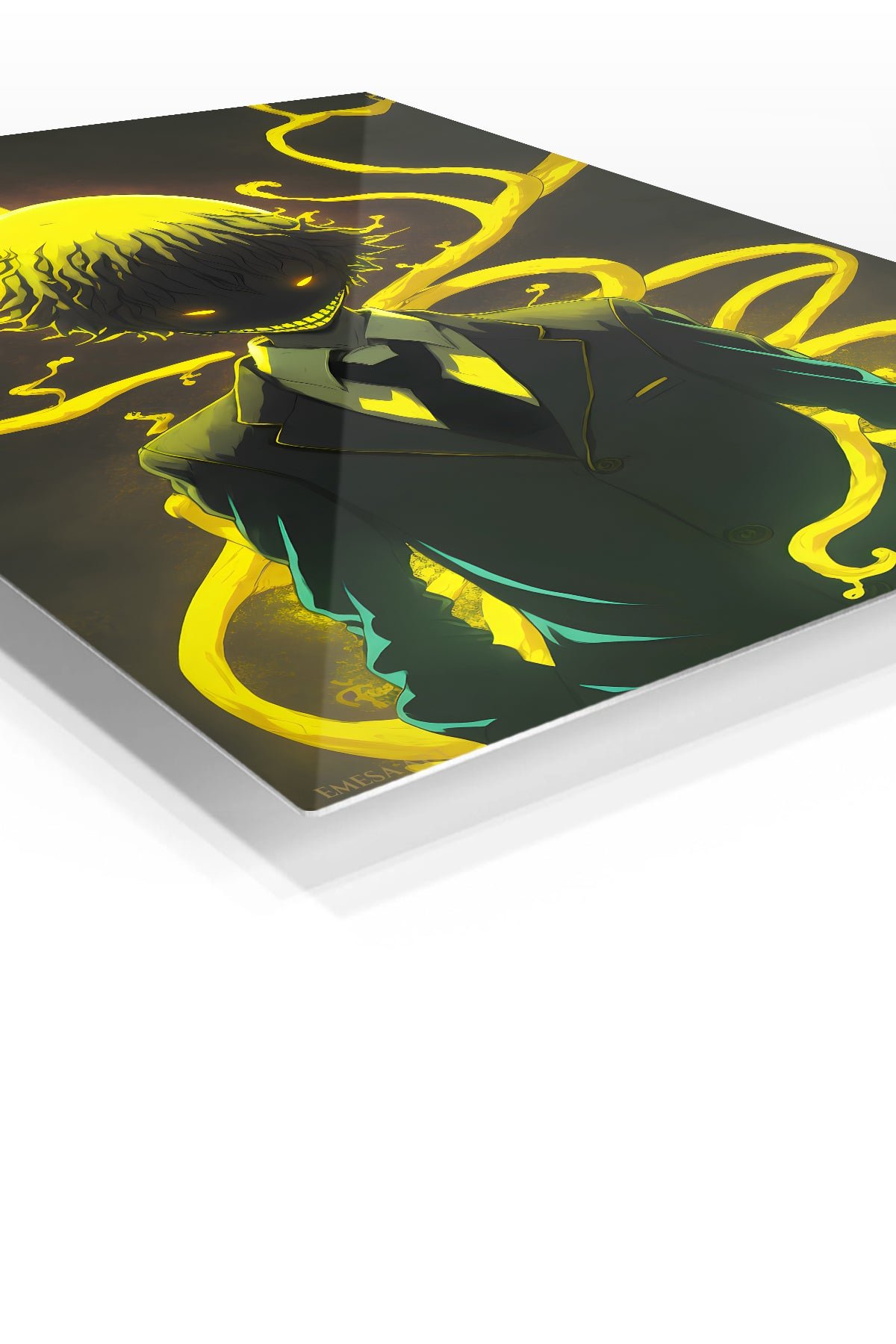 Grinning Shadow Figure with Golden Energy metal wall art print, view 2