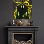 Grinning Shadow Figure with Golden Energy metal wall art print, view 4