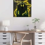 Grinning Shadow Figure with Golden Energy metal wall art print, view 5