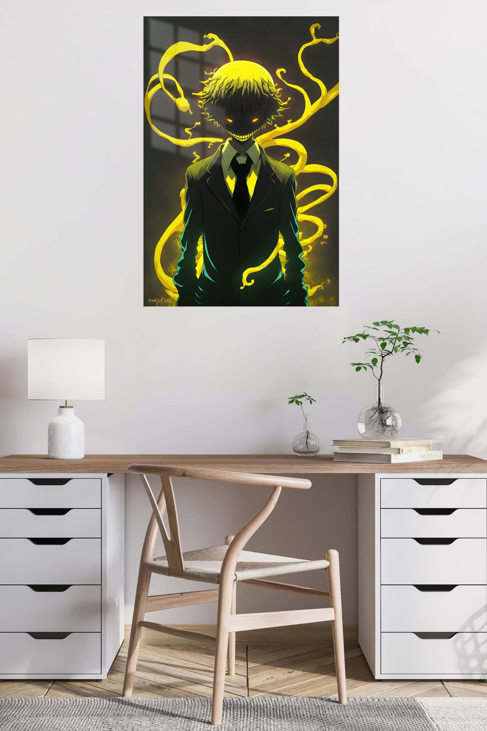 Grinning Shadow Figure with Golden Energy metal wall art print, view 5