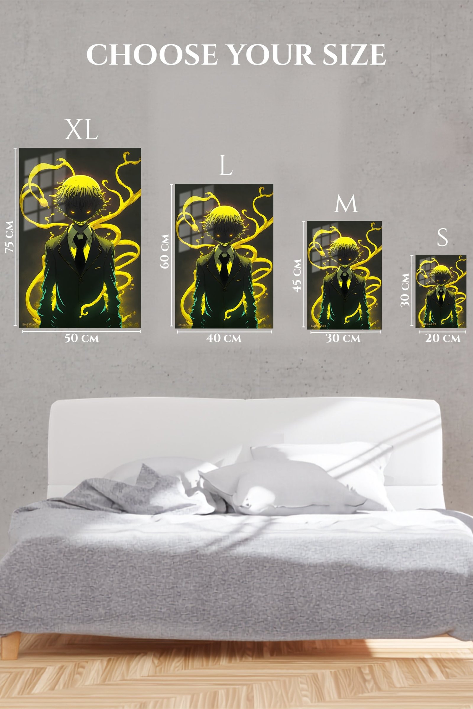 Grinning Shadow Figure with Golden Energy metal wall art print, view 6